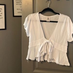 Free People Front Tie Top- White